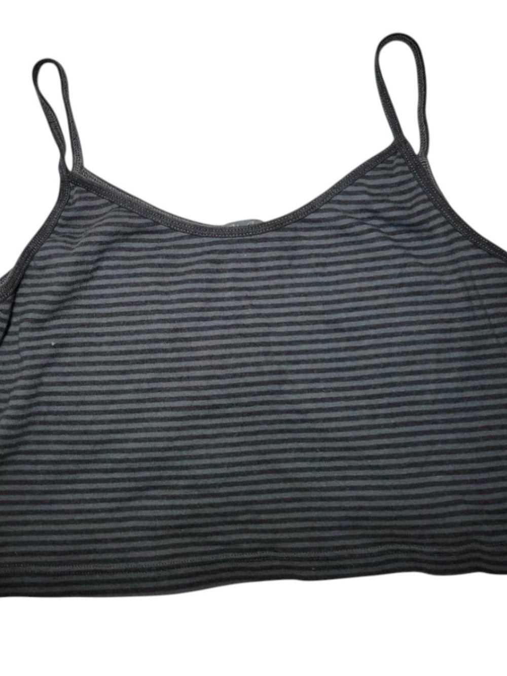 Brandy Melville John Galt Black & Grey Striped Spaghetti Strap Cropped Tank Top